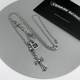 Chrome Hearts Necklace Men's and Women's Cross Double Pendant Vintage Necklace
