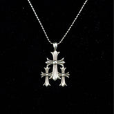 Chrome Hearts Necklace Cross Pendant Men's Vintage Thai Silver Letter Bead Necklace