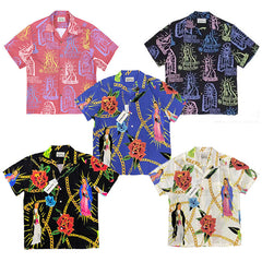 GUILTYPARTIES TIGER Shirts 20SS Bramble Flower, Virgin Mary, Hawaiian Short Sleeve Shirt Men