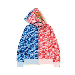 Bathing Shark print Hoodie Shark Stitching Sweater Men's Cardigan