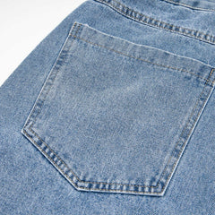 CORTEIZ Denim shorts Y2K Light Wash Denim Back Arc Lettering Loose Fit Shorts