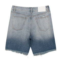 Gallery Dept Denim Shorts Distressed denim shorts with patches, rips, and frayed hems—casual style.