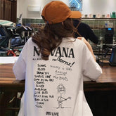 Mens T-shirt Vintage American-style trendy brand vintage rock Nirvana hand-drawn graffiti design