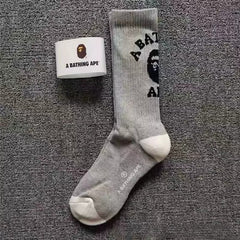 Bathing Shark print Socks Ape Head Towel Bottom Socks Men's and Women's Color Sports Trend Brand Long Tube Skateboard