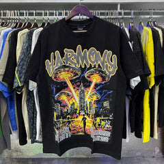 Harmony T Shirts Alien UFO Rhinestone Print