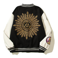 American-style baseball jacket Dries Multi-style Embroidered Animal Badge Black 8-Ball Clean Fit Style