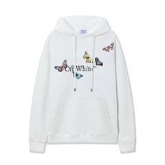 OW Butterfly Letter Print Pattern Pullover Hooded Sweater
