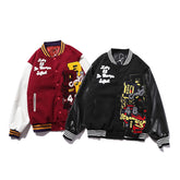 American-style baseball jacket TRAVIS SCOTT Men's Stand-Collar Padded Jacket (Wool-Blend Body with Leather Sleeves & Embroidery) ¨C Unisex Style