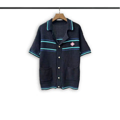 Casablanca knitted short-sleeved sweater Button Front Pocket Knit Matching Suit