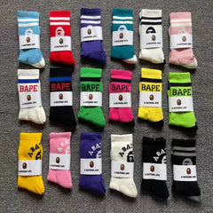 Bathing Shark print Socks Ape Head Towel Bottom Socks Men's and Women's Color Sports Trend Brand Long Tube Skateboard