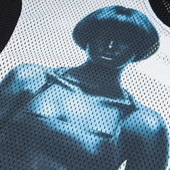 CORTEIZ T-shirt Y2K Mesh Cyber Girl Printed Oversized Futuristic Streetwear Tee