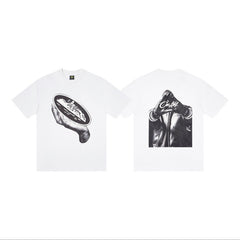 CORTEIZ T-shirt Y2K Hand Holding Island Crest Back Hand Sign Photo Printed Oversized White Tee