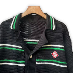 Casablanca knit sweater Striped Trim Collared Knit Cardigan