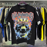 Harmony T Shirts Rhinestone skull wearing sunglasses
