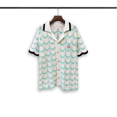 Casablanca knitted short-sleeved sweater Wave Striped Knit Top & Shorts Suit