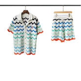 Casablanca knitted short-sleeved sweater Wavy Chevron Stripe Knit Two‑Piece Co‑ord Set