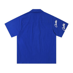 CORTEIZ Beach Shirt & Shorts Summer Script Printed Short Sleeve Button Down Shirt Loose Shorts(The shirt and shorts must be purchased separately.)