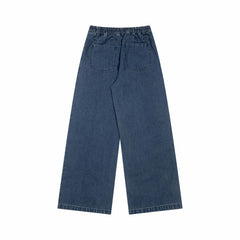 Street-style vintage jeans Retro Casual Loose Fit Straight Leg Jeans with Cute Bear Snacks Embroidery