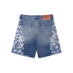 Gallery Dept Denim Shorts Distressed Vintage-Style Blue Denim Shorts with Splatter-Paint Effect