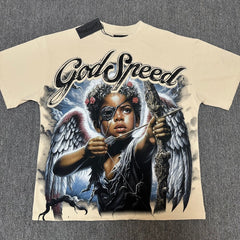 Godspeed T Shirts 100% pure cotton 260g fabric Streetwear fashion Rhinestone