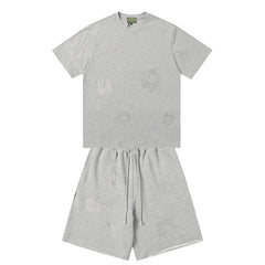 Denim Tears T shirt & Shorts 2 Piece Set Rhinestones