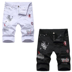 Denim shorts High-quality trendy casual pure cotton Non-stretch plus-size men's clothing