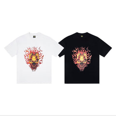 CORTEIZ T-shirt Y2K Flaming Evil Clown Skull Graphic Printed Oversized Tee