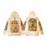 Who Decide War Hoodie Retro Grunge Aesthetic Loose-Fit Drawstring Pullover Sweatshirt with Artistic Arch Window Details