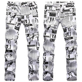 Mens Fashion Jeans Street newspaper style 5011#