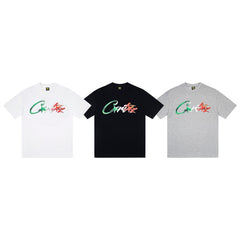 CORTEIZ T-shirt Y2K Heavyweight Green Red Script Printed Oversized Streetwear T-Shirt