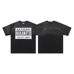SATOSHI T Shirts High-quality pure cotton trendy unisex heavyweight loose fit fashionable and versatile