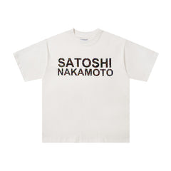 SATOSHI T Shirts High-quality pure cotton trendy unisex heavyweight loose fit fashionable and versatile