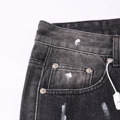 Gallery Dept Denim Shorts Distressed-style cropped denim shorts featuring hand-painted splatter and paint-drip effects; a vintage, worn-in look with a loose, American-casual fit.