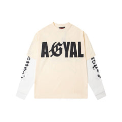 Godspeed Long sleeved shirts High-quality trendy pure cotton Faux-layered look spring and autumn