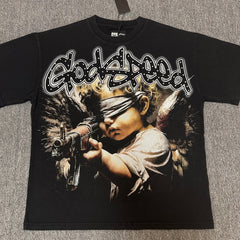 Godspeed T Shirts 100% pure cotton 260g fabric Streetwear fashion Rhinestone