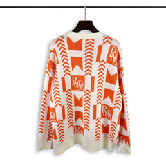 Casablanca knit sweater Orange White Chevron Flag Pattern Oversized Knitted Jumper