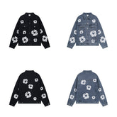 American-style baseball jacket American-style Denim Tears cotton flower denim jacket for men ¨C loose-fit, high-street trendy brand