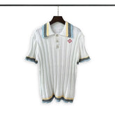 Casablanca knitted short-sleeved sweater Striped‑Binding Collar Ribbed Knit Polo