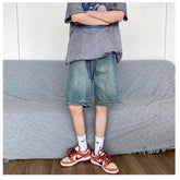 Men Jeans Summer Denim Shorts Loose Straight Casual Shorts