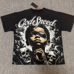 Godspeed T Shirts 100% pure cotton 260g fabric Streetwear fashion Rhinestone