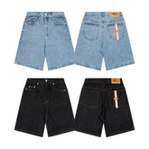 CORTEIZ Denim shorts Y2K Baggy Loose Fit Racing Stripe Embroidered Denim Shorts