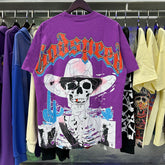 Godspeed T Shirts Great Western Skull Denim Cactus Print Cotton Casual Short Sleeve Men and Women