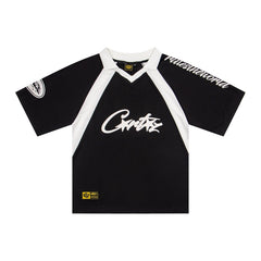 CORTEIZ T-shirt Y2K Blokecore Cursive Logo Football Jersey – Streetwear Edition