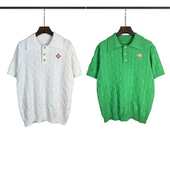 Casablanca knitted short-sleeved sweater Preppy Knit Polo Diamond Chest Emblem