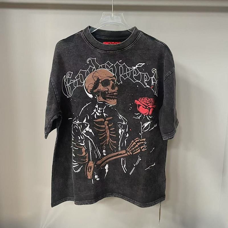 Godspeed T Shirts Worn Dark Bone & Red Rose Artwork