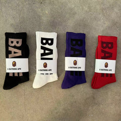 Bathing Shark print Socks Ape Head Thickened Towel Bottom Men's and Women's Sports Basketball Letter Couple