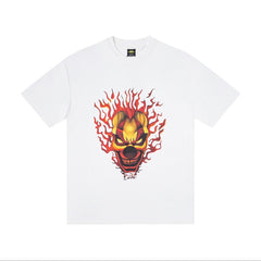CORTEIZ T-shirt Y2K Flaming Evil Clown Skull Graphic Printed Oversized Tee