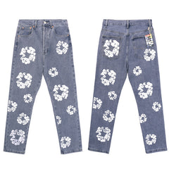 DENIM TEARS Jeans Denim All-Over Flower Wreath Graphic Oversized Straight Cut Pants