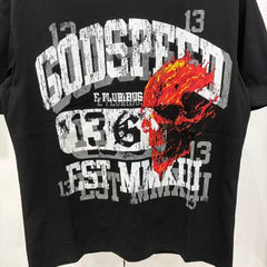 Godspeed T Shirts Black Base Worn Texture Skull Streetwear Top