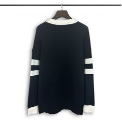RHUDE knit sweater Collegiate Curved Text Motif Contrast Rib Cuff Relaxed‑Fit Knit Pullover